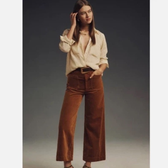 Anthropologie Maeve The Colette Corduroy Crop Wide-Leg Pants: Corduroy Edition - Picture 2 of 5